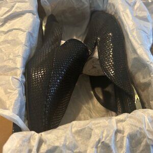 Alfani Black Patterned Cushioned Serrisef SNK FB Pointed Toe Slip on Mules